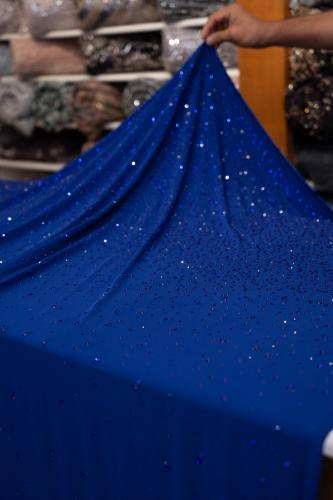 قطعة سترتش مشغول بالكرستال ( لون ازرق ملكي )