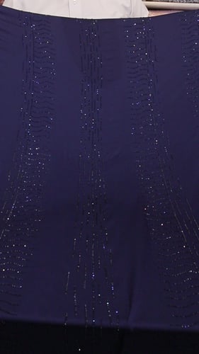 قطعه حرير مشغول بالكرستال ( لو ن كحلي )