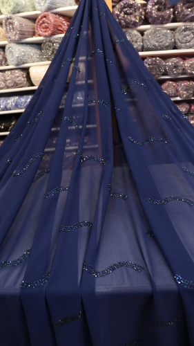 شيفون مشغول على كرستال ( لون كحلي )