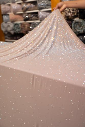 قطعة سترتش مشغول بالكرستال ( لون بيج )