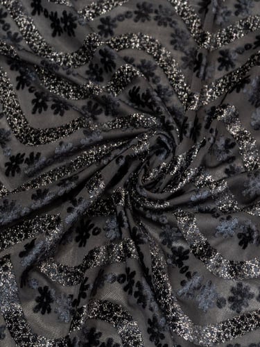 مخمل شيفون على سترتش بلمعه ذهبيه