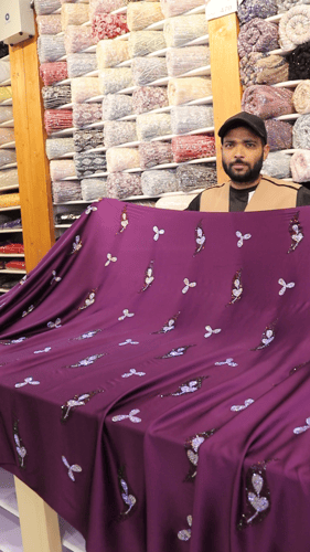 حرير مشغول بالكرستال ( لون ليلكي )