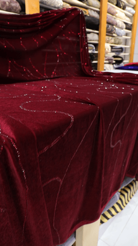 مخمل سترتش مشغول على كرستال (لون عنابي) 2