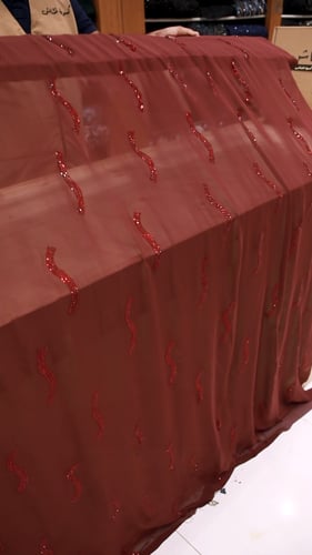 شيفون مشغول بالكرستال ( لون عنابي )