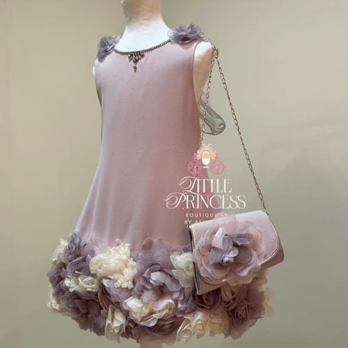 Purple rose dress + bag فستان الجوري موف + الشنطه