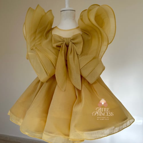 Yellow ruffle sleeve dress فستان رافلز اصفر