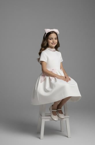 فستان الفيونكات والكريستال + طوق شعر