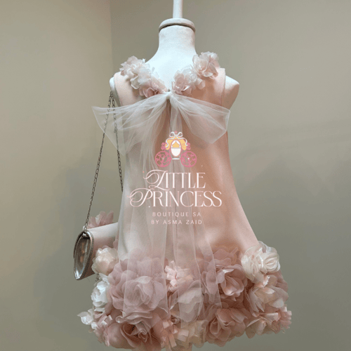 Pink rose dress فستان الجوري وردي فاتح +حقيبة