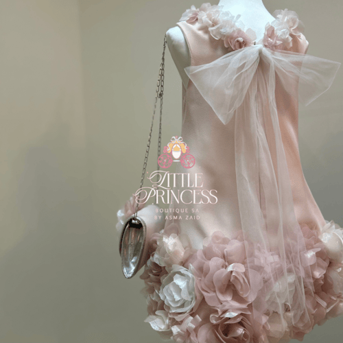 Pink rose dress فستان الجوري وردي فاتح +حقيبة