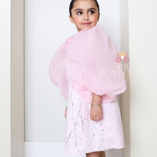 Pink princess dress. With puff sleeves فستان الأمي...