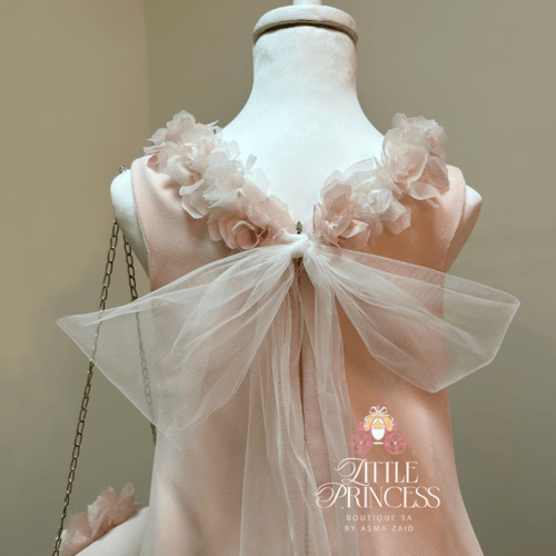 Pink rose dress فستان الجوري وردي فاتح +حقيبة