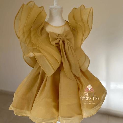 Yellow ruffle sleeve dress فستان رافلز اصفر