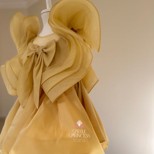 Yellow ruffle sleeve dress فستان رافلز اصفر