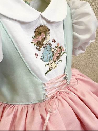 Flowers princess Dress Embroidery Ruffle Classic ف...