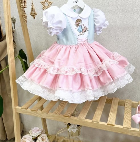 Flowers princess Dress Embroidery Ruffle Classic ف...