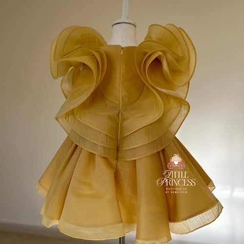 Yellow ruffle sleeve dress فستان رافلز اصفر