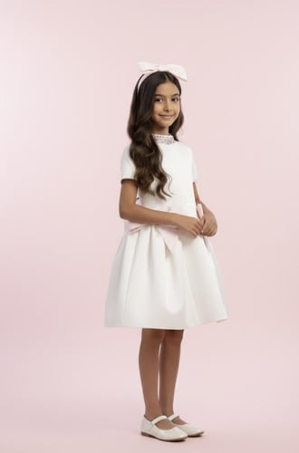 فستان الفيونكات والكريستال + طوق شعر