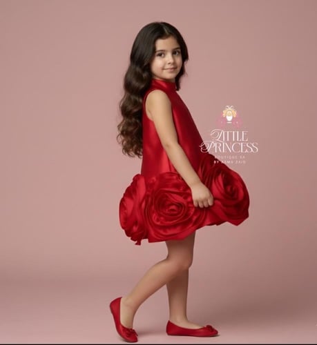 Red rose dress فستان الجوري الاحمر + اكمام منفصله