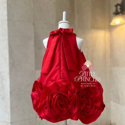 Red rose dress فستان الجوري الاحمر + اكمام منفصله