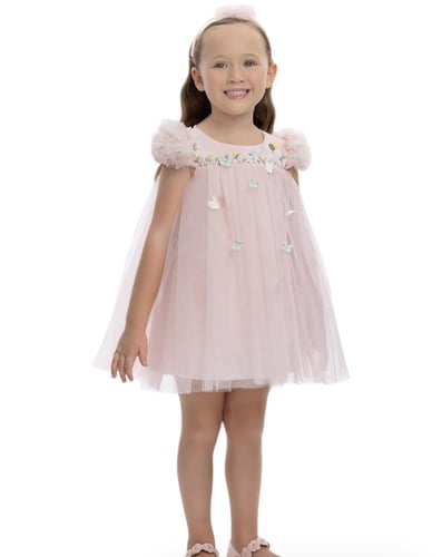 فستان البهجة للرضع + ربطة شعر