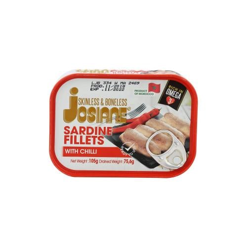سردين بدون جلد وعظم بزيت + شطة جوزيان 105 ج