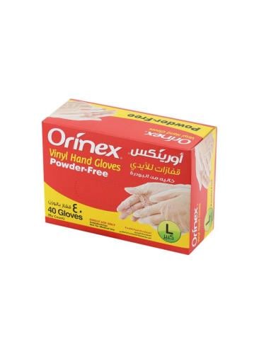 قفازات بدون بودرة كبير اورينكس 40 حبة