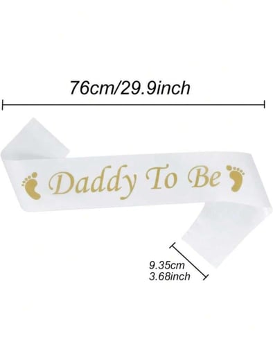 وشاح للأم والاب ابيض وذهبي لحفل كشف جنس الجنين