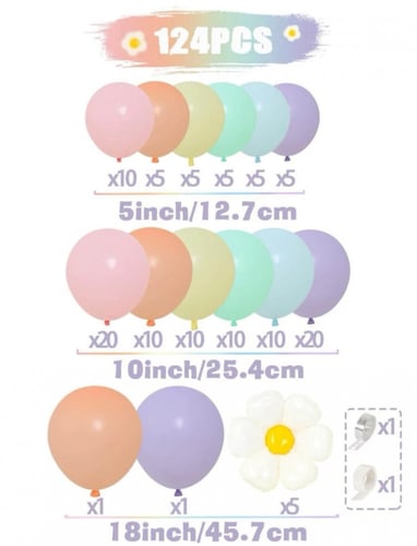بالونات 124 قطعه مع بالون الورد