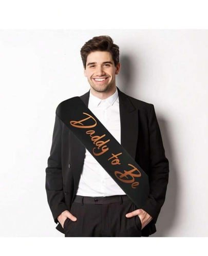 وشاح للام والاب ابيض واسود لحفل كشف جنس الجنين