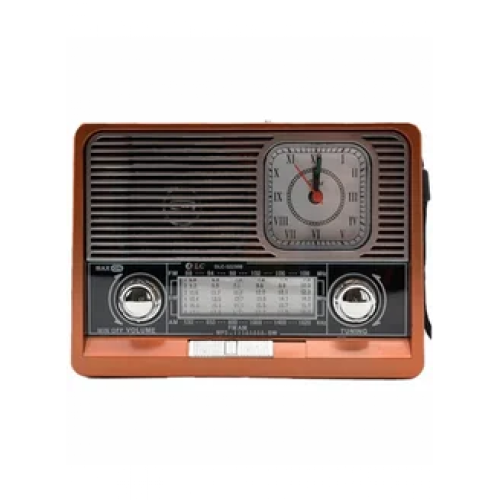 راديو تراثي مميز وفخم قابل للشحن مزود بساعة - PS 4...