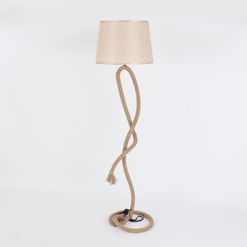أباجورة ستاند حديد منسوج بالحبل لون بيج مقاس 40x15...