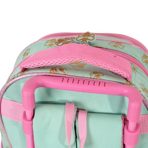 شنطة مدرسية ترولي سارة و الدب مع مقلمة لون وردي و...
