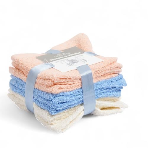 مجموعة مناشف وجه قطنية بألوان متعددة - 9 قطع