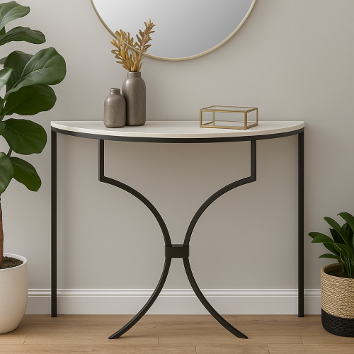 كونسول مودرن أنيق بقاعدة حديدية متينة لون اسود مقا...