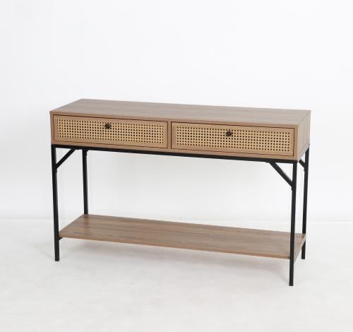 كونسول خشب لون بني x أسود مقاس 120x40x76 سم