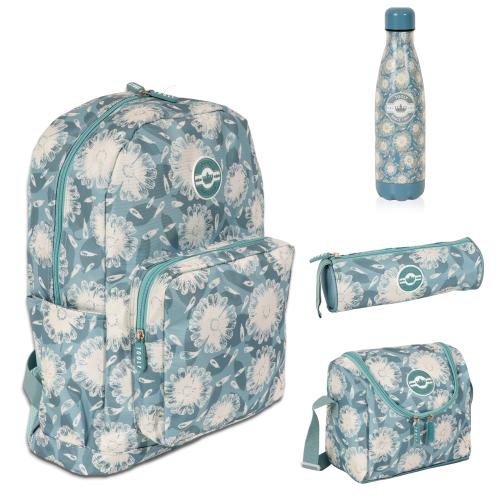 مجموعة شنطة ظهر مدرسية تولي 4 في 1 بتصميم مميز لون...