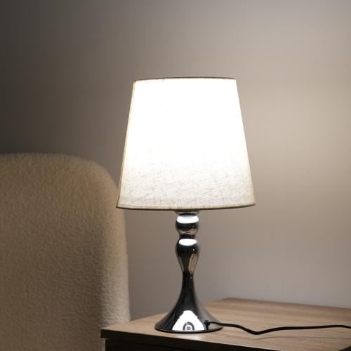 أباجورة طاولة فاخرة بقاعدة معدنية فضية