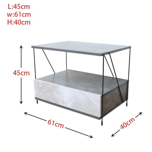 كومدينه سرير مع رف تخزين لون رمادي – 45×61×40 سم