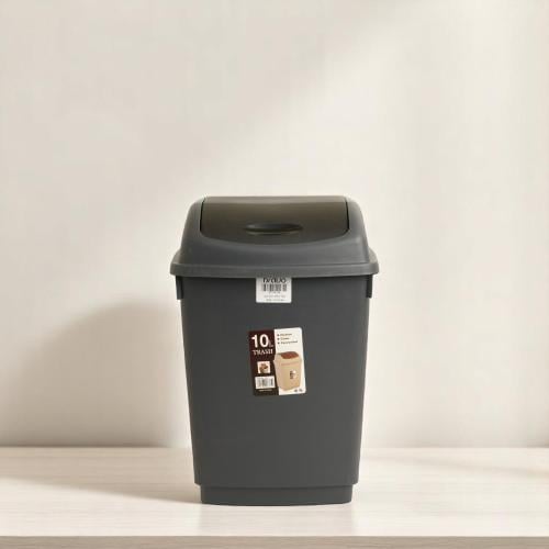 سلة قمامة بلاستيك باللون الرمادي سعة 10 لتر