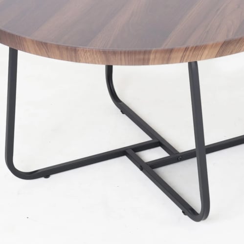 طقم طاولات قهوة خشبية بقاعدة معدنية تصميم عصري وأن...