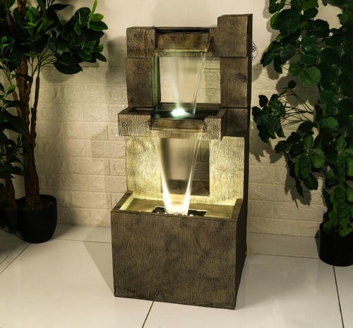 نافورة مياة مكونة من طبقات لون رمادي مقاس 40×34×90...