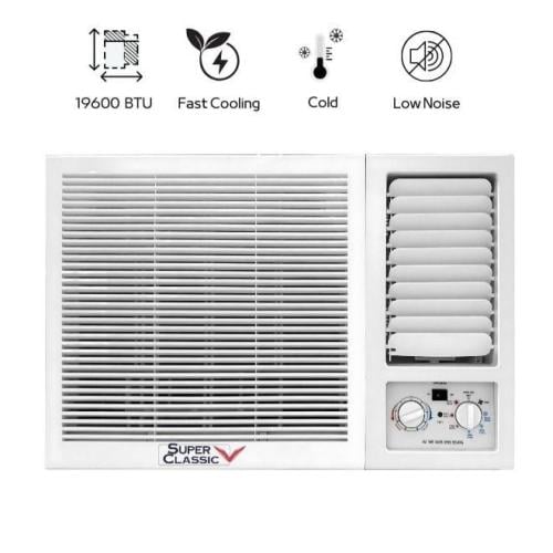 مكيف شباك بقوة 19,600 وحدة تبريد لون أبيض مقاس 79x...
