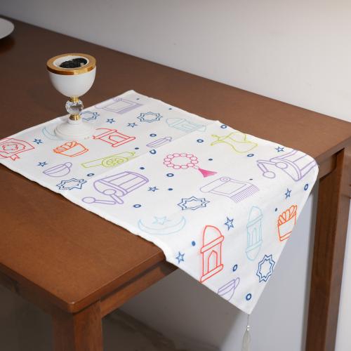 مفرش طاولة رمضاني - برسومات أجواء الشهر الفضيل