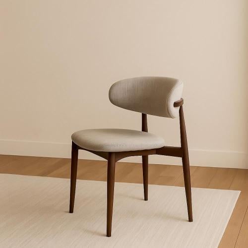 كرسي قماش بقواعد معدن لون رمادي X بني مقاس 45x48x7...