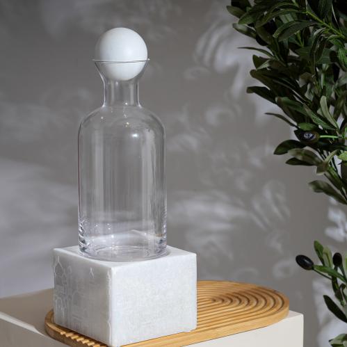 قارورة زجاجية شفافة بقاعدة ريزن أبيض – رمضان 2026