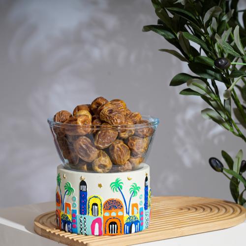 زبدية تقديم زجاج بقاعدة رمضانية ملون