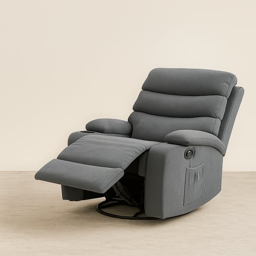 كرسي استرخاء دوار منجد بالمخمل مع حامل اكواب لون ر...