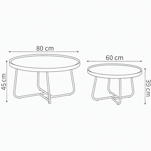 طقم طاولات قهوة خشبية بقاعدة معدنية تصميم عصري وأن...