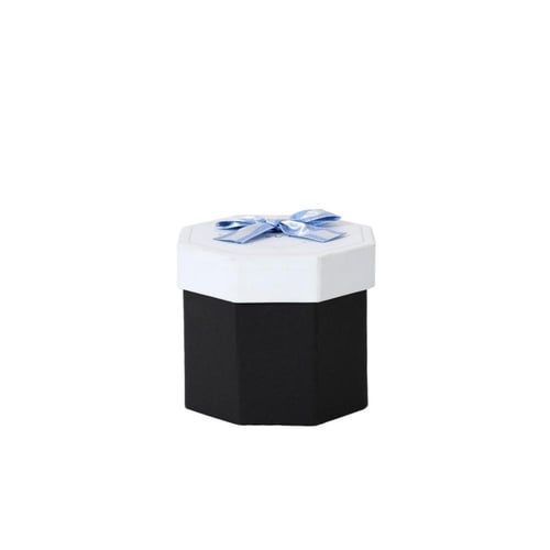 علبة هدايا بتصميم فيونكة باللون الاسود والابيض مقا...