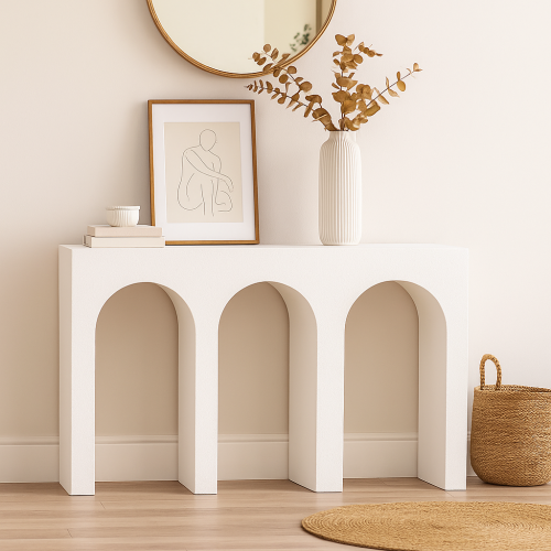 كونسول بتصميم عصري باللون الأبيض مقاس 120x40x67 سم